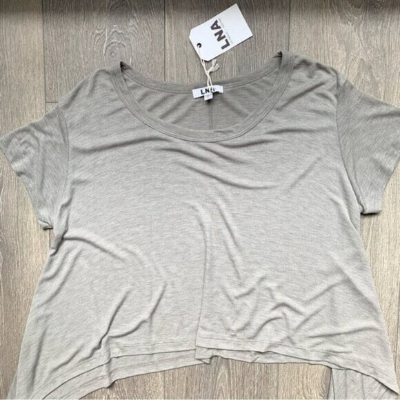 Revolve LNA Women’s T-shirt Ribbon Tee Asymmetric Hem Short Sleeve Tie up side S - Picture 5 of 16